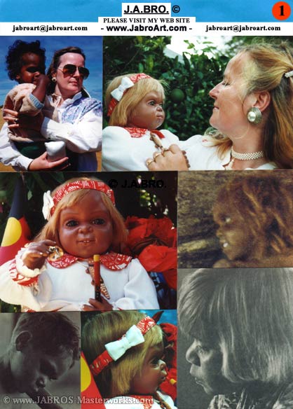 Photo collages and J.A.BRO with Aboriginal doll