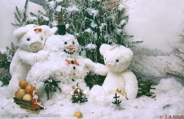 Baby bears Christmas scene.