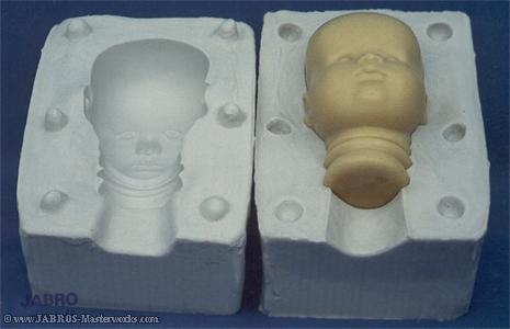 Bind-in doll head & solid silicone rubber mold.